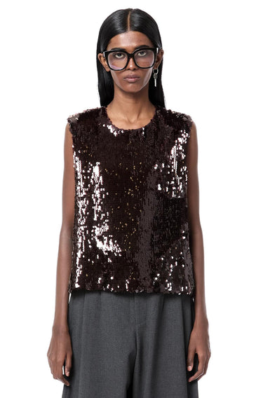 Laminated Sequined Tank Top-Tops-Dhruv Kapoor-Debs Boutique